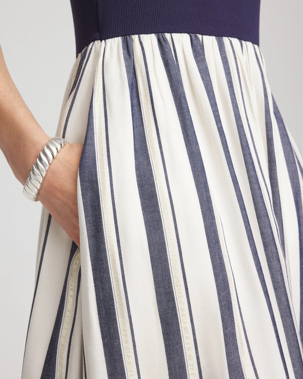 Chico's Mixed Metallic Striped Maxi Dress