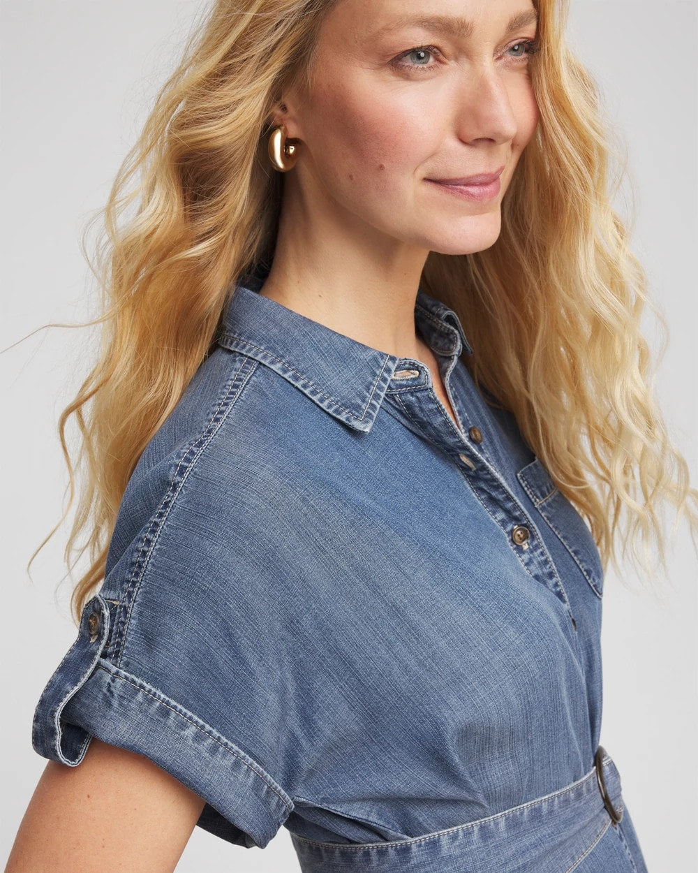 Chico's Denim Tie Midi Shirtdress
