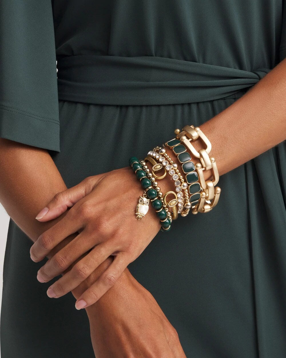Chico's Resin Goldtone Square Stretch Bracelet