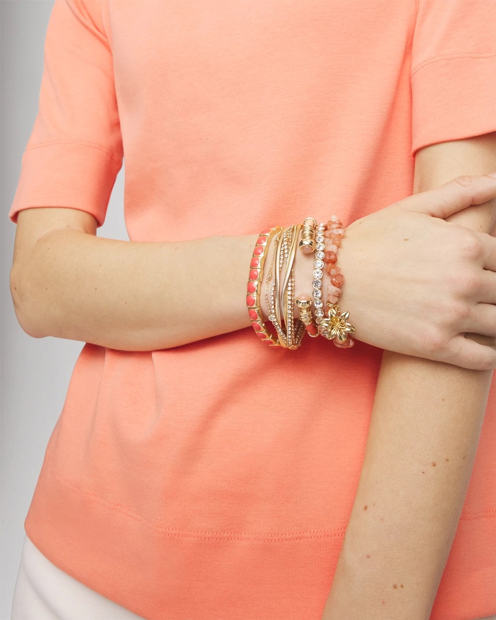 Chico's Aventurine Stone Chips Charm Bracelet