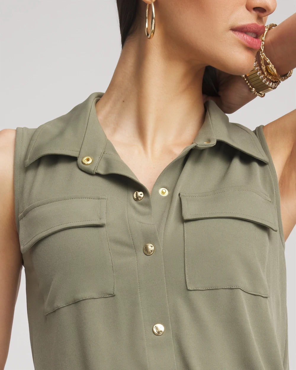 Chico's Petite Travelers™ Knit Sleeveless Shirtdress