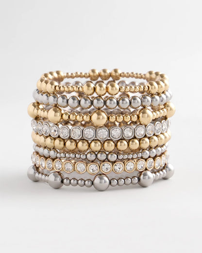 Chico's Silver-tone Medium Bead Stretch Bracelet