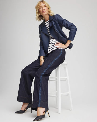 Chico's Frayed High-Rise Wide-Leg Jeans