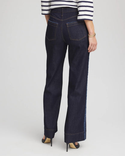 Chico's Frayed High-Rise Wide-Leg Jeans