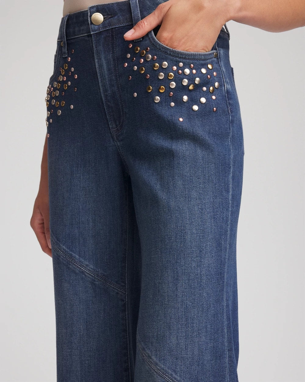 Chico's Embellished Frayed Flared-Leg Jeans