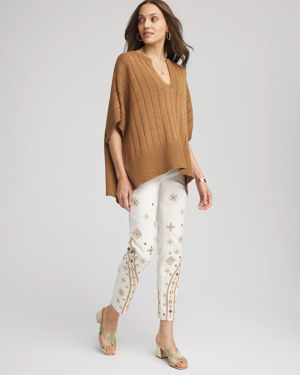 Chico's Embellished Girlfriend Slim Ankle Jeans