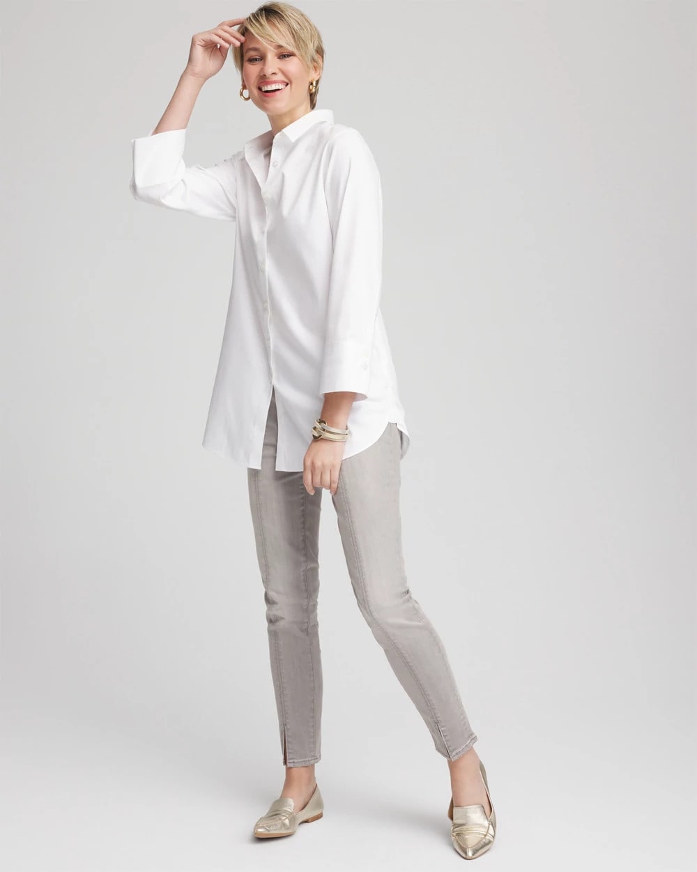 Chico's Silver Pull-On Slim Ankle Jeggings