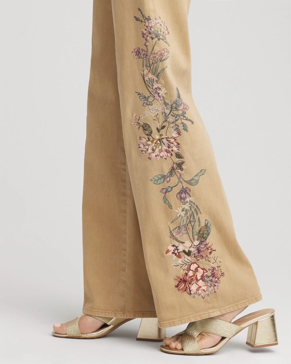 Chico's Embroidered High-Rise Wide-Leg Jeans