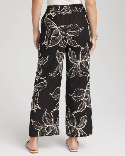 Chico's Embroidered Wide-Leg Cropped Pants