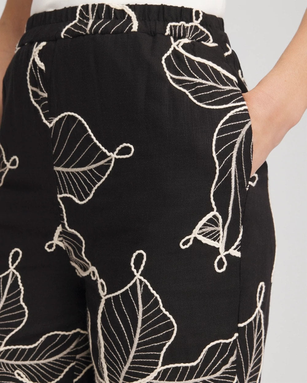 Chico's Embroidered Wide-Leg Cropped Pants
