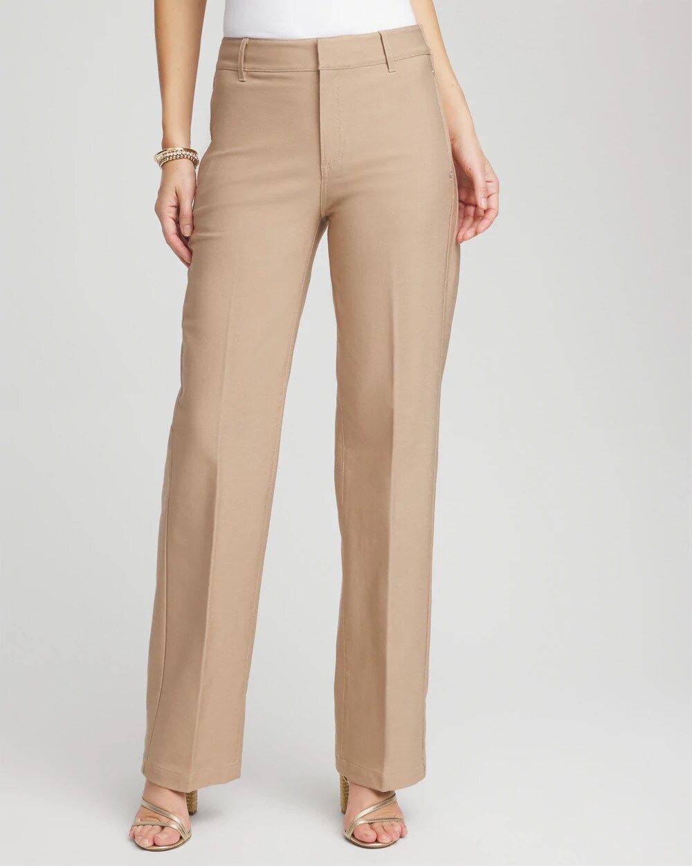 Chico's Petite Cotton Straight-Leg Trousers