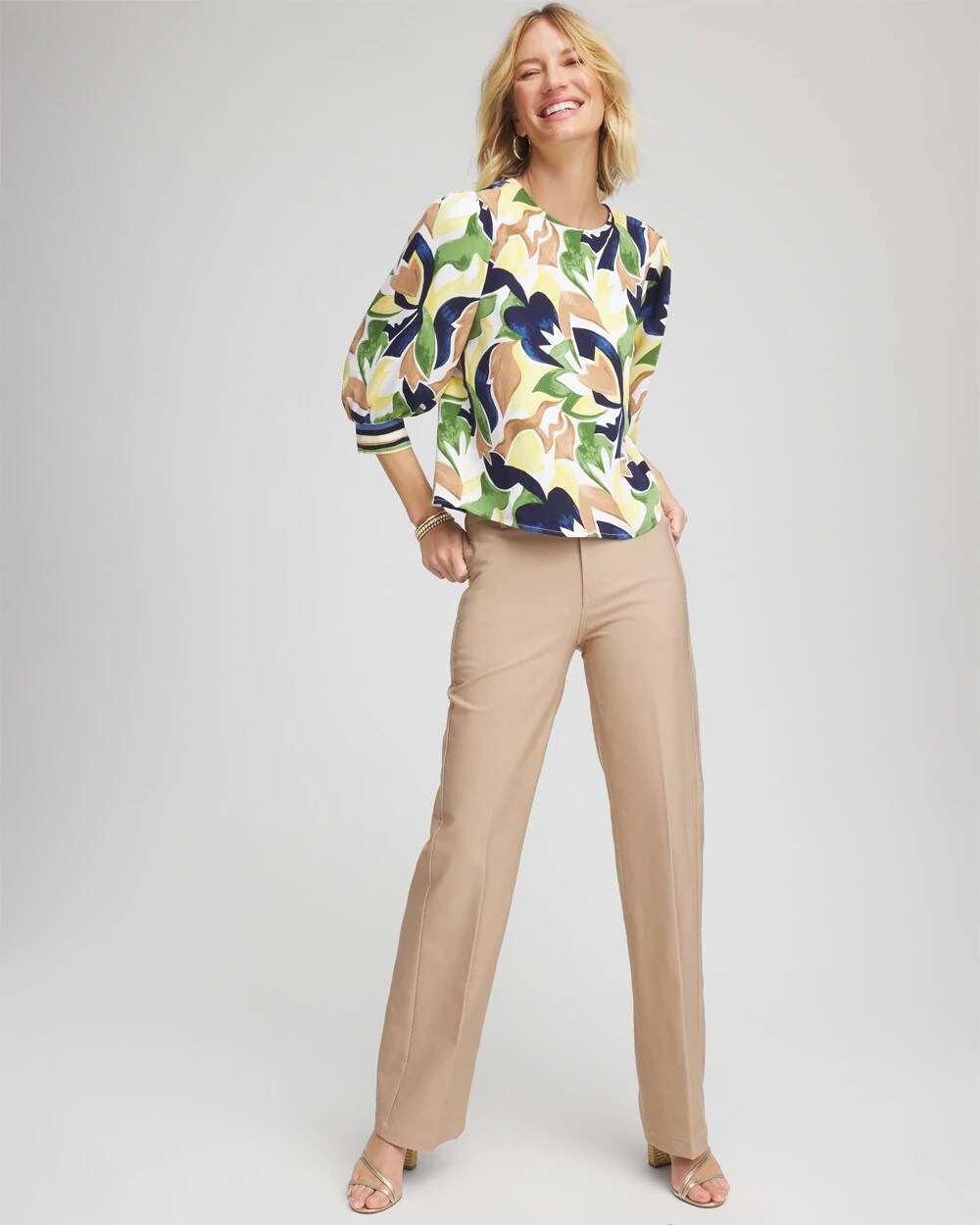 Chico's Petite Cotton Straight-Leg Trousers