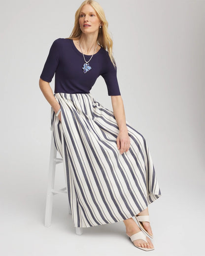 Chico's Mixed Metallic Striped Maxi Dress