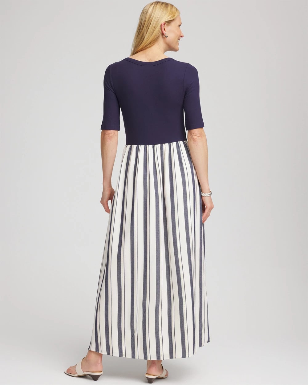 Chico's Mixed Metallic Striped Maxi Dress