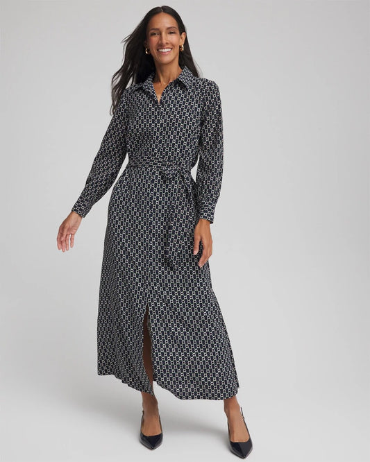 Chico's Chain Print Maxi Shirtdress