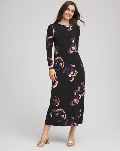 Chico's Floral Boatneck Column Maxi Dress