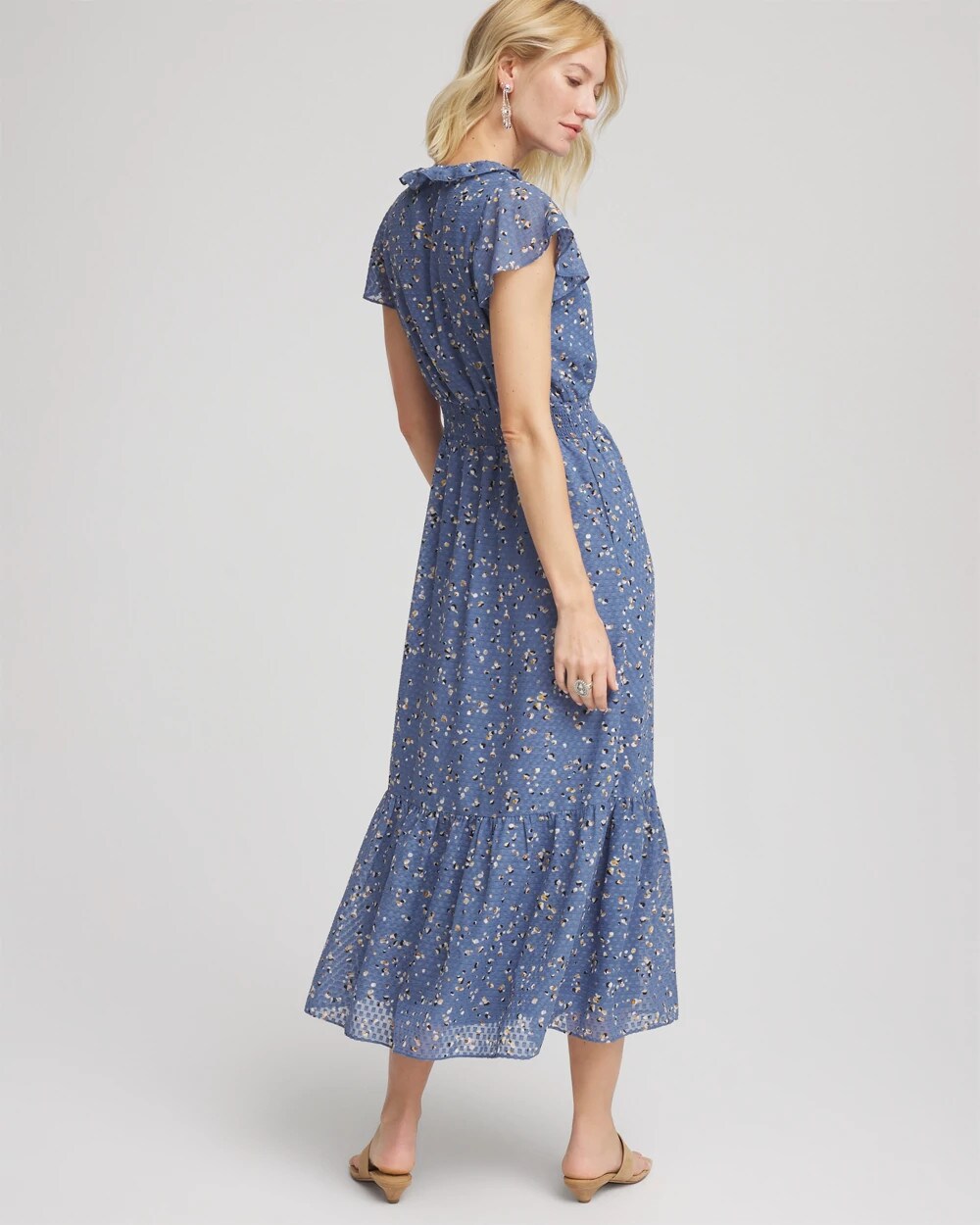Chico's Textured Ruffled-Placket Maxi Dress
