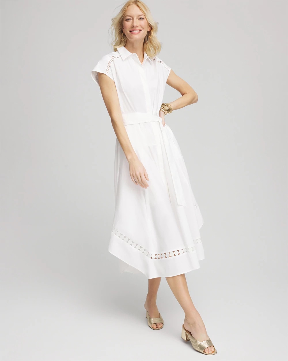 Chico's Poplin Circle Trim Maxi Shirtdress