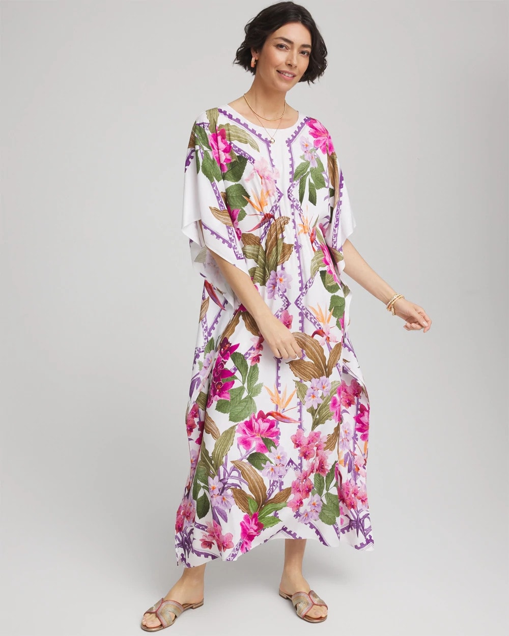 Chico's Island Cinch-Waist Kaftan Dress