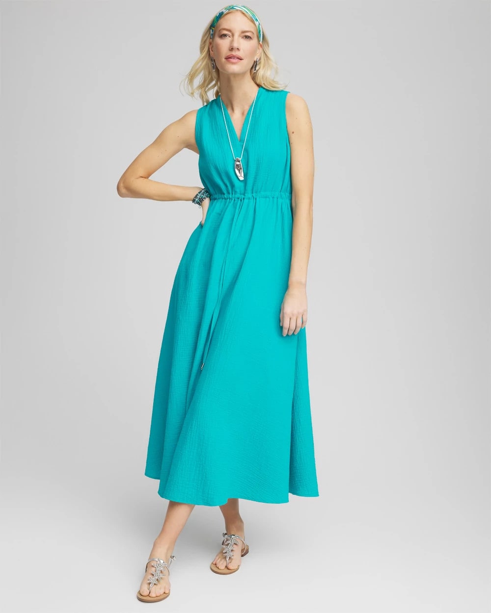 Chico's Sleeveless Maxi Gauze Dress