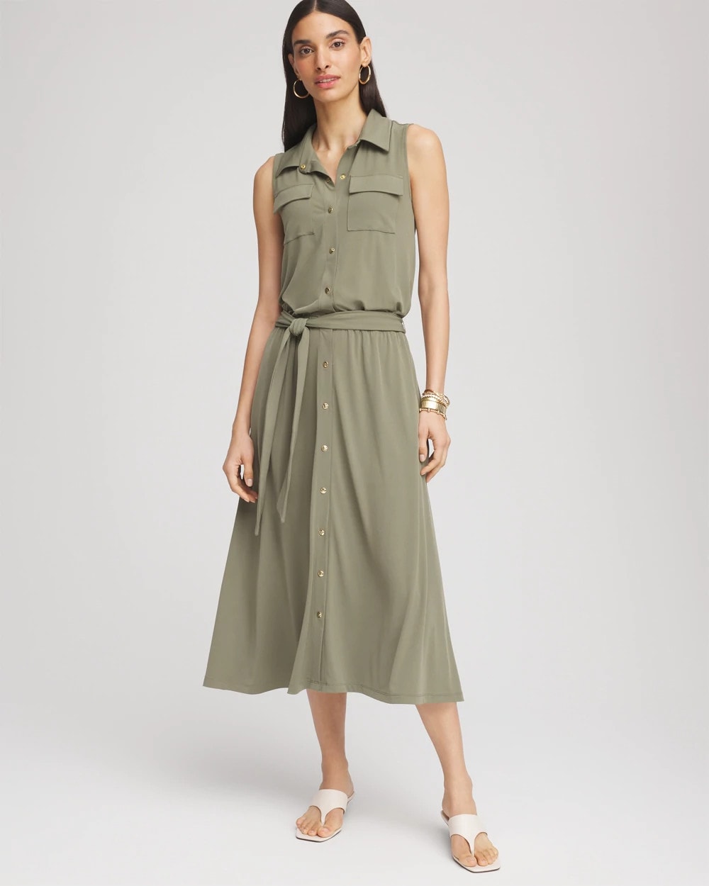 Chico's Travelers™ Knit Sleeveless Shirtdress