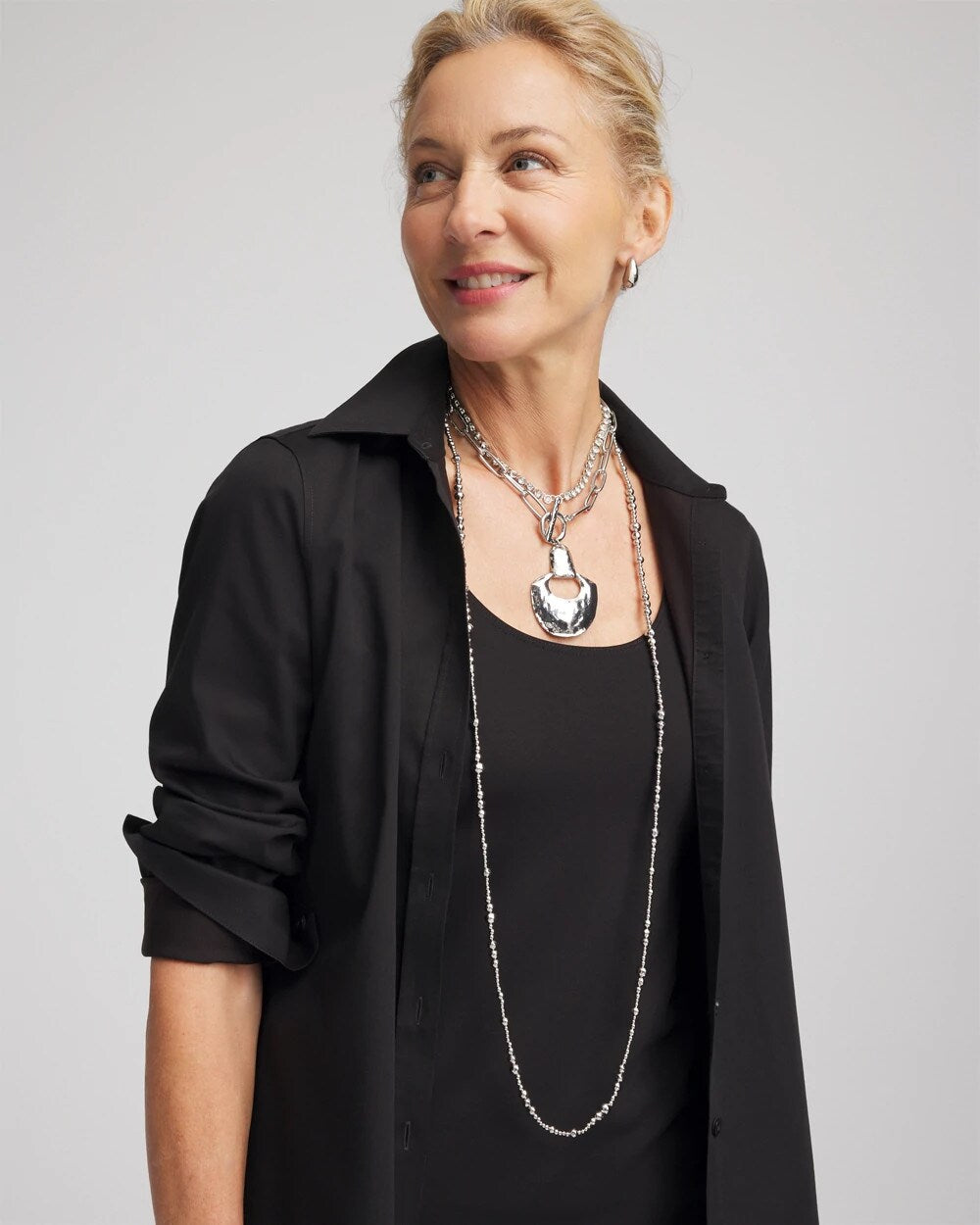Chico's Silvertone Tennis Necklace