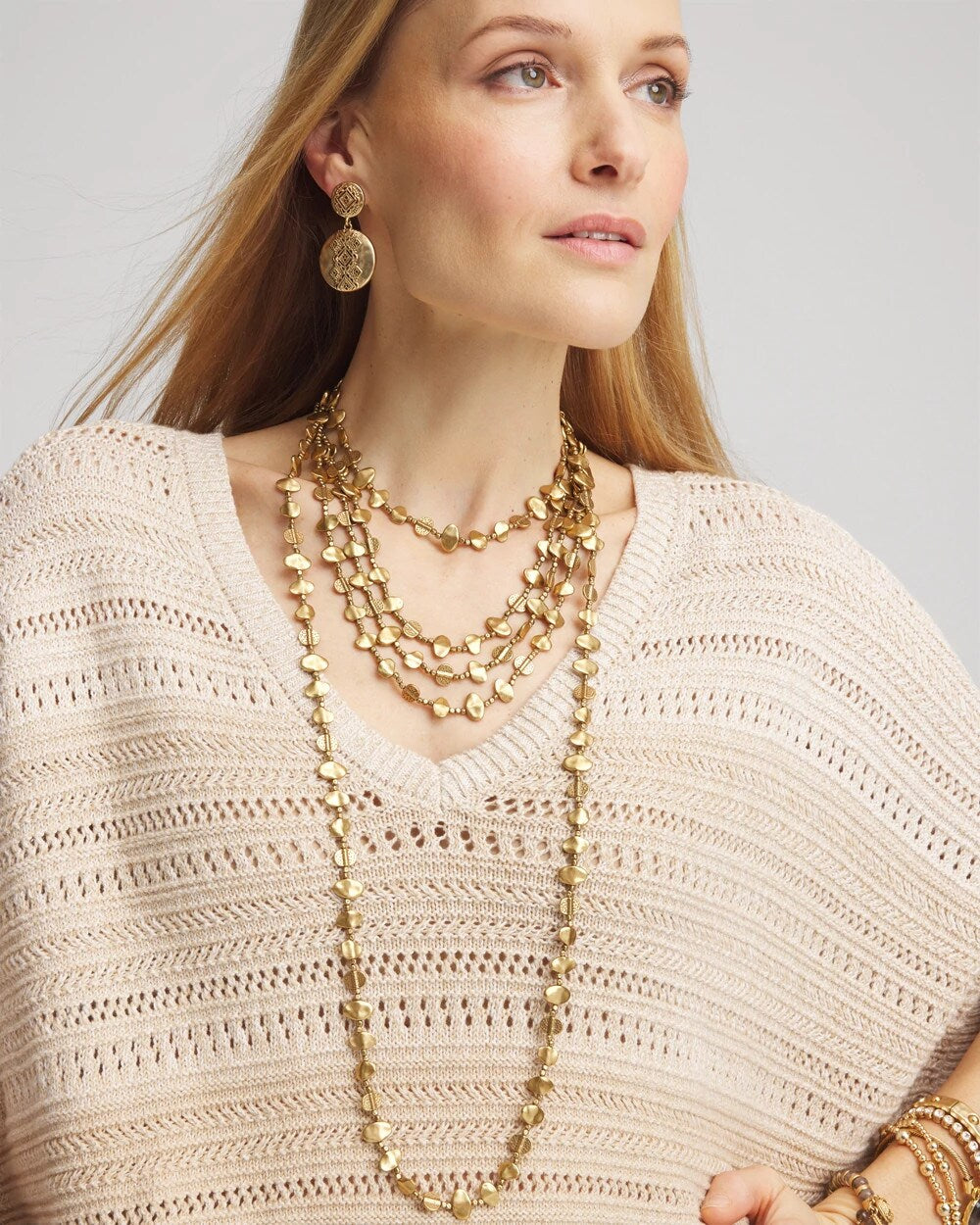 Chico's Goldtone Nugget Collar Necklace