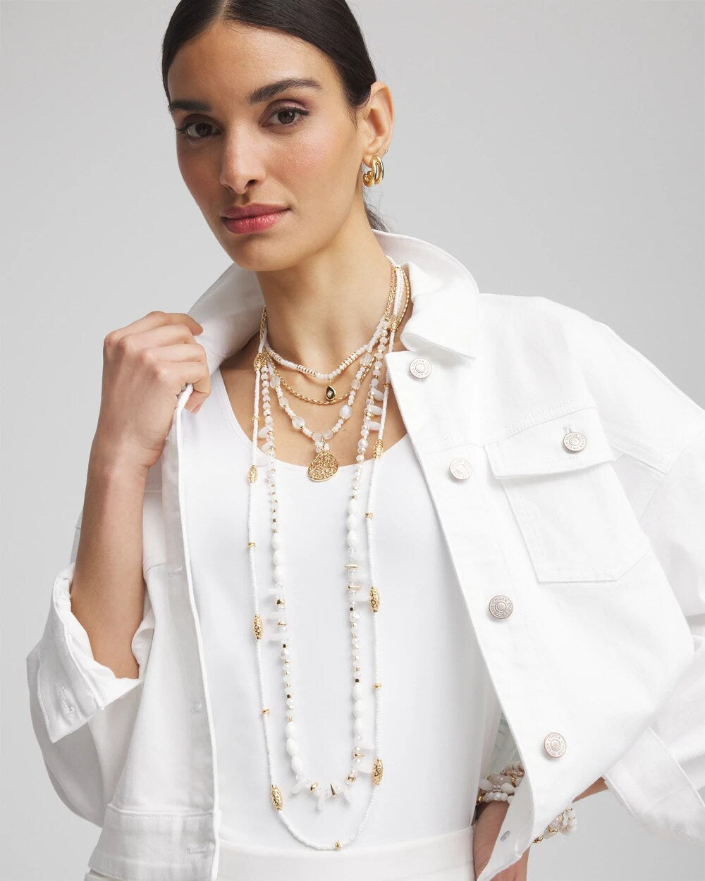 Chico's Convertible Beaded Pendant Necklace