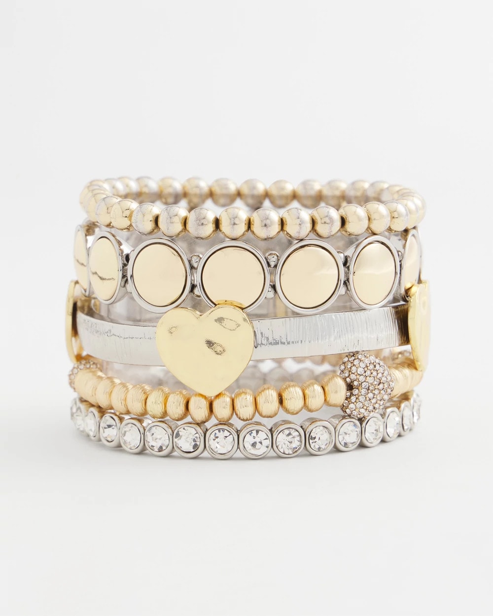 Chico's Mixed Metal Heart Stretch Bracelet