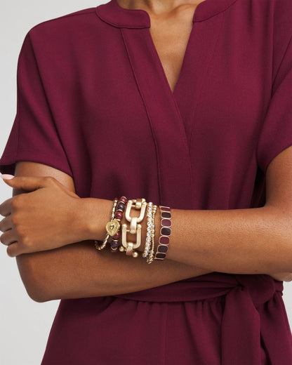 Chico's Chianti Stretch Beaded Charm Bracelet