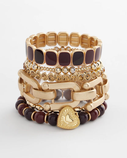 Chico's Chianti Stretch Beaded Charm Bracelet