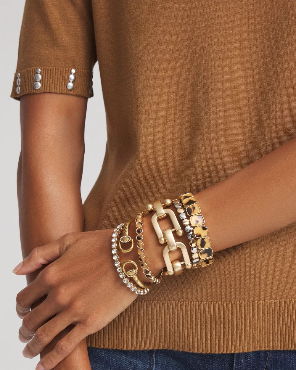 Chico's Equestrian Horsebit Goldtone Cuff Bracelet