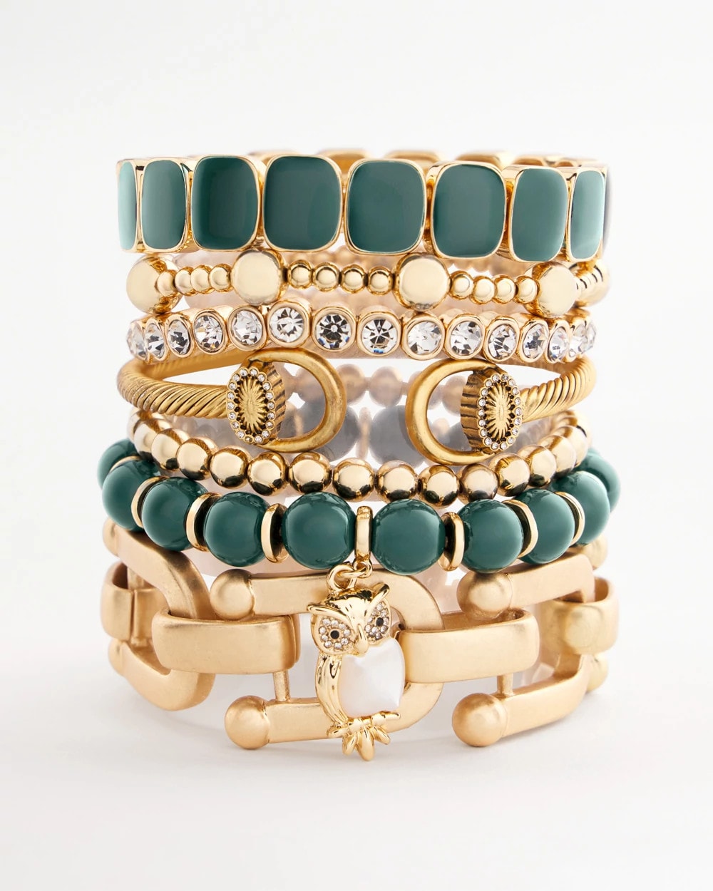 Chico's Resin Goldtone Square Stretch Bracelet