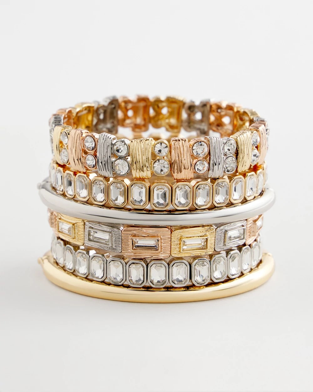 Chico's Tri-Tone Rectangle Stretch Bracelet