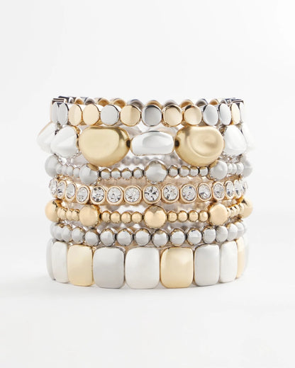 Chico's Mixed-Metal Matte Square Stretch Bracelet
