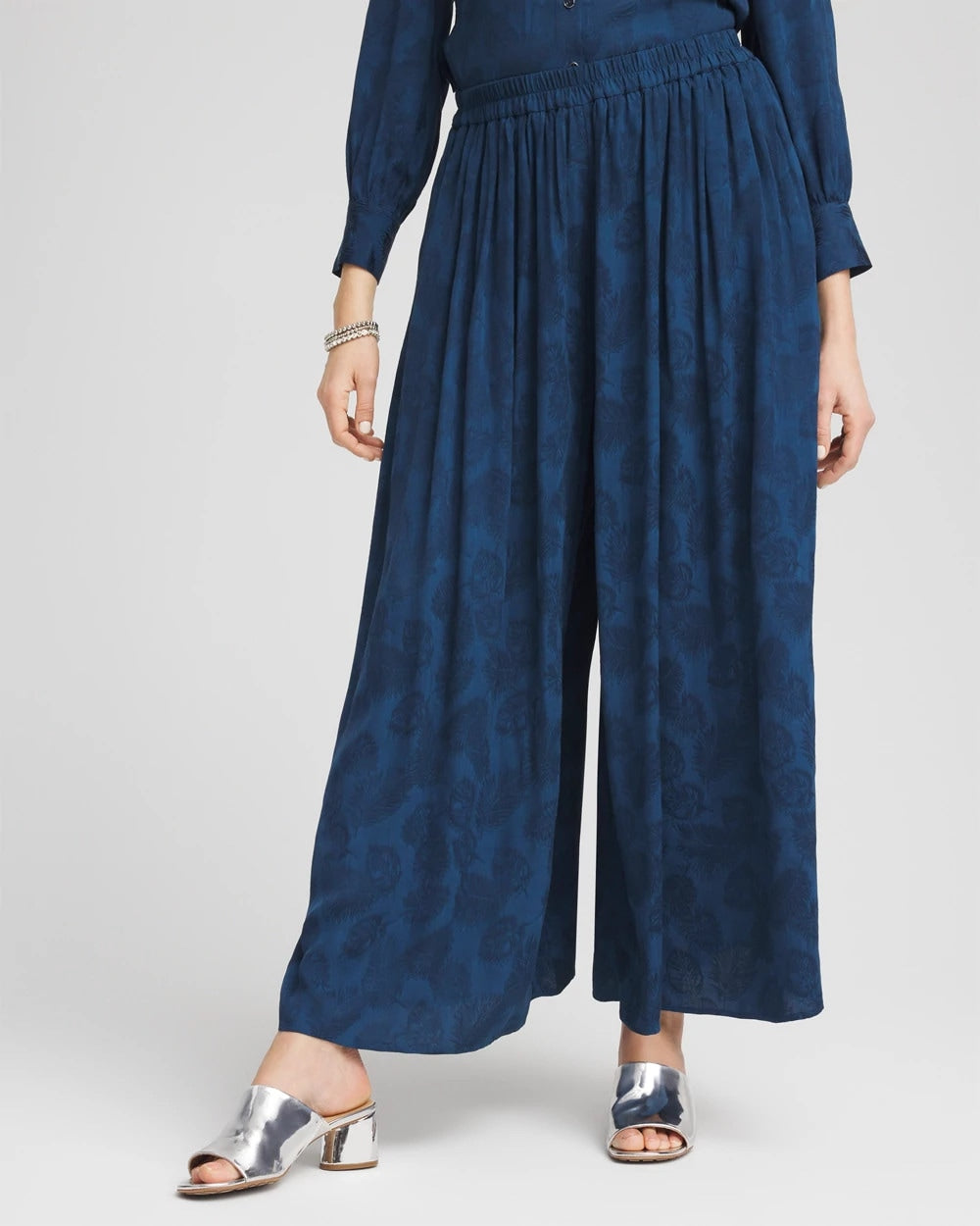 Chico's Petite Jacquard Culotte Wide-Leg Pants