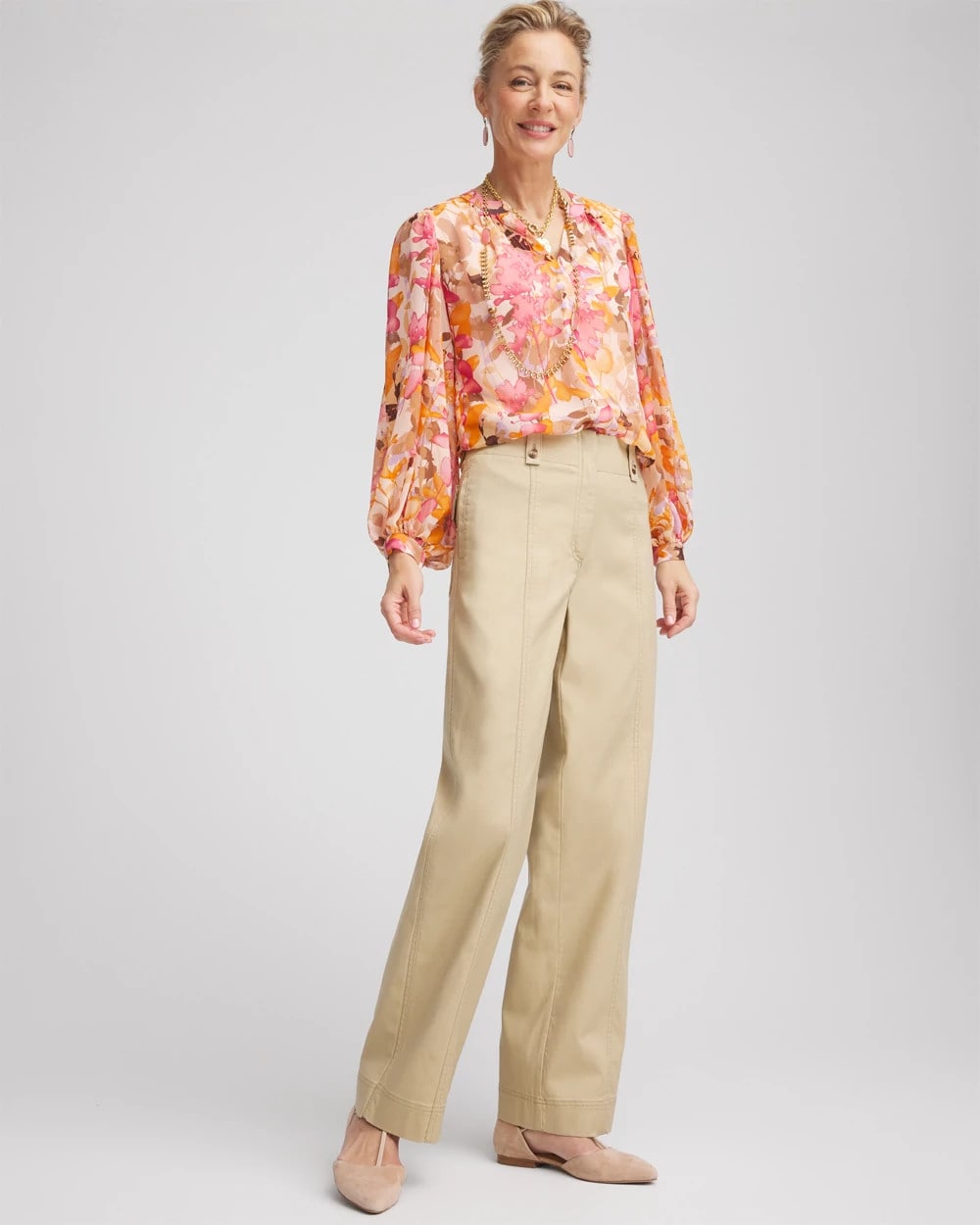 Chico's Petite Canvas Cargo Wide-Leg Pants