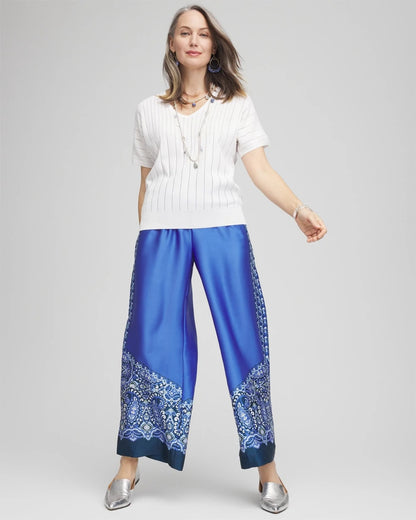 Chico's Petite Pull-on Paisley Drawstring Cropped Pants
