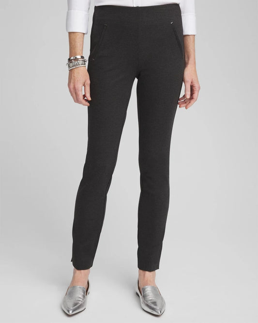 Chico's Petite Juliet Trim Detail Ponte Ankle Pants