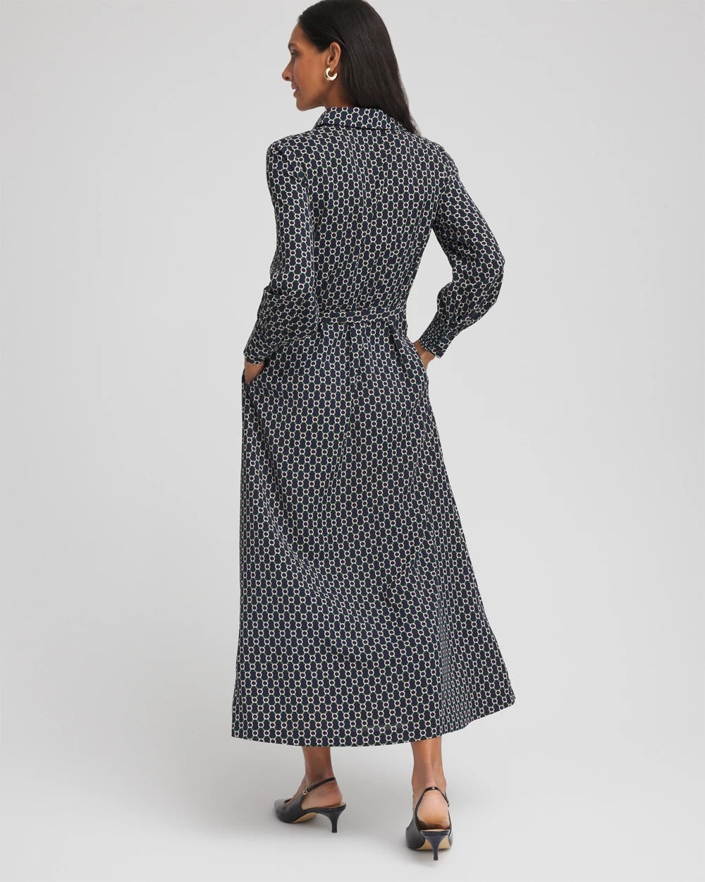 Chico's Petite Chain Print Maxi Shirtdress