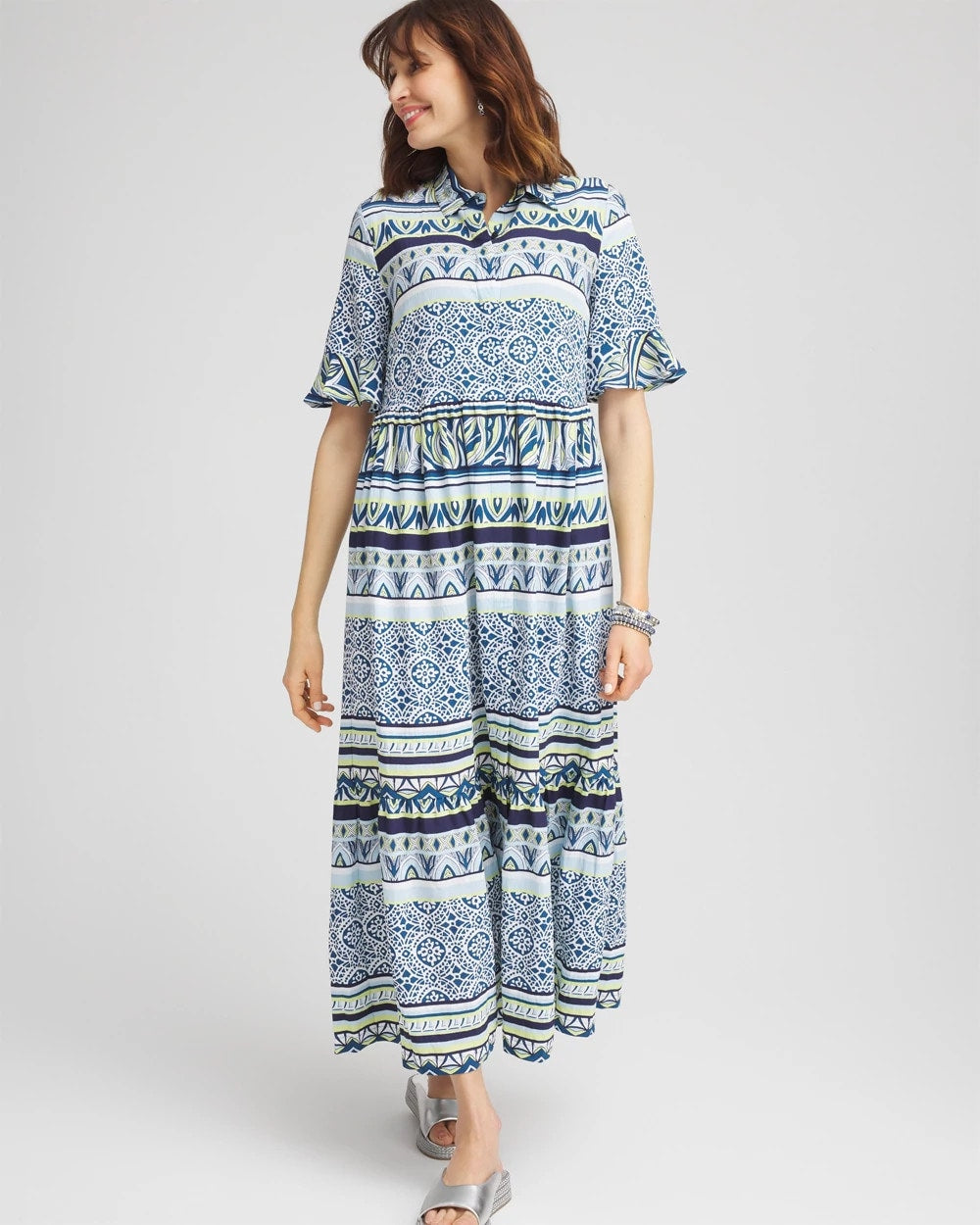 Chico's Petite Flutter-Sleeved Maxi Dress