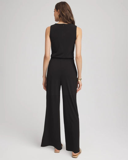 Chico's Petite Travelers™ Jersey Knit Chain-Trim Jumpsuit