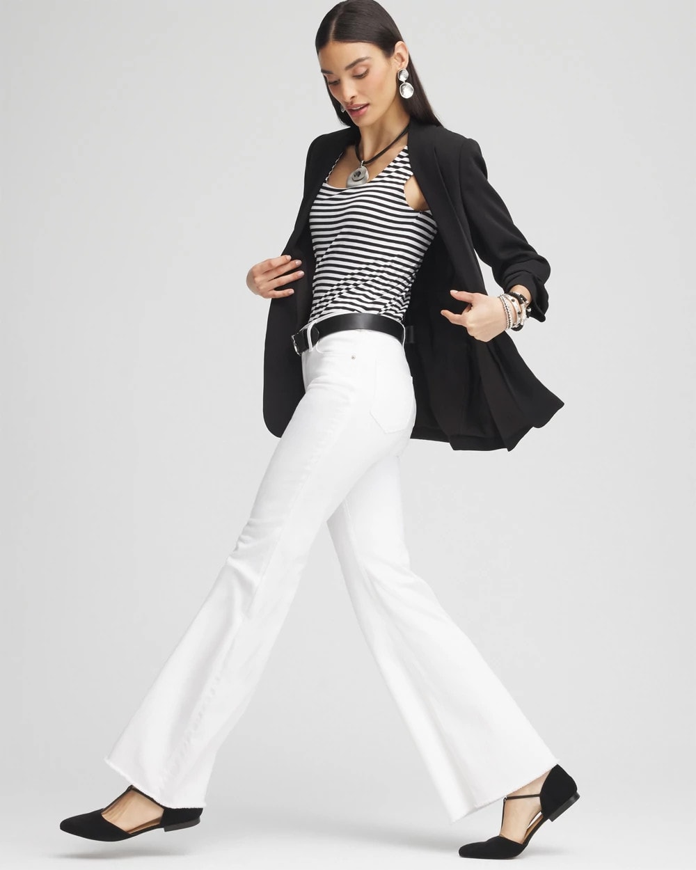 Chico's Petite Girlfriend No Stain Frayed Flared Jeans