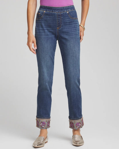 Chico's Petite Embellished Pull-On Slim Ankle Jeggings