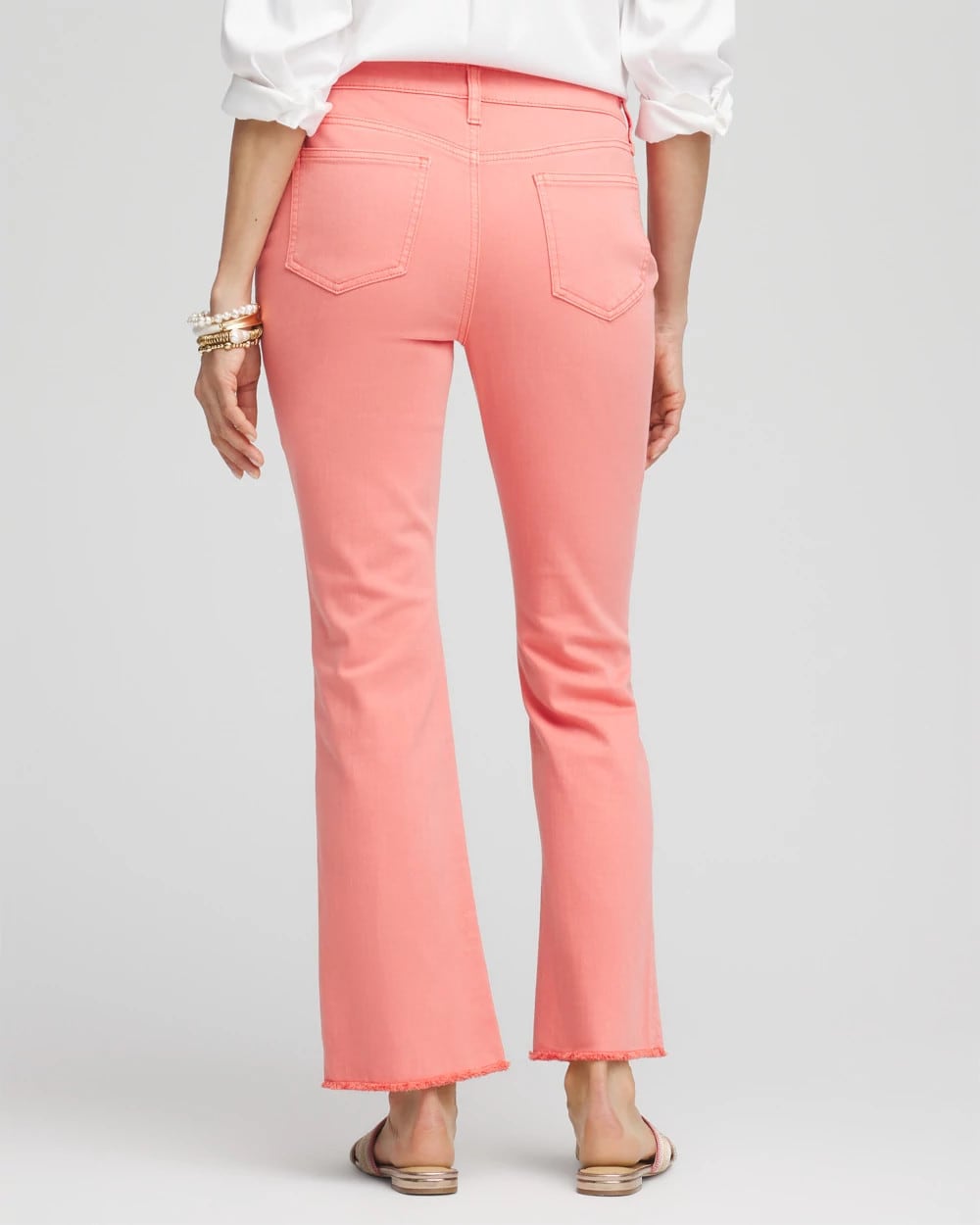 Chico's Petite Girlfriend Fray Hem Kick Flare Jeans