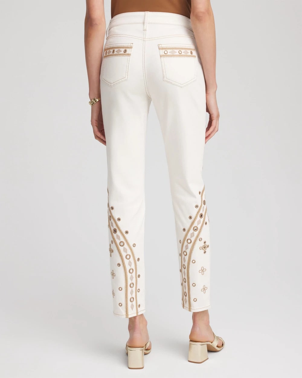 Chico's Petite Embellished Girlfriend Slim Ankle Jeans