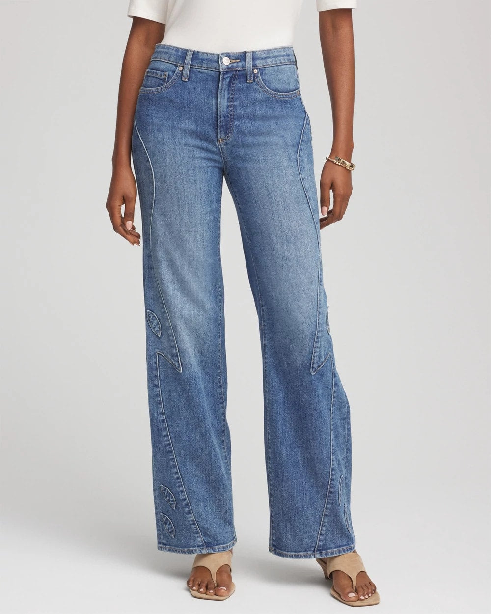 Chico's Petite Appliqué High-Rise Wide-Leg Jeans