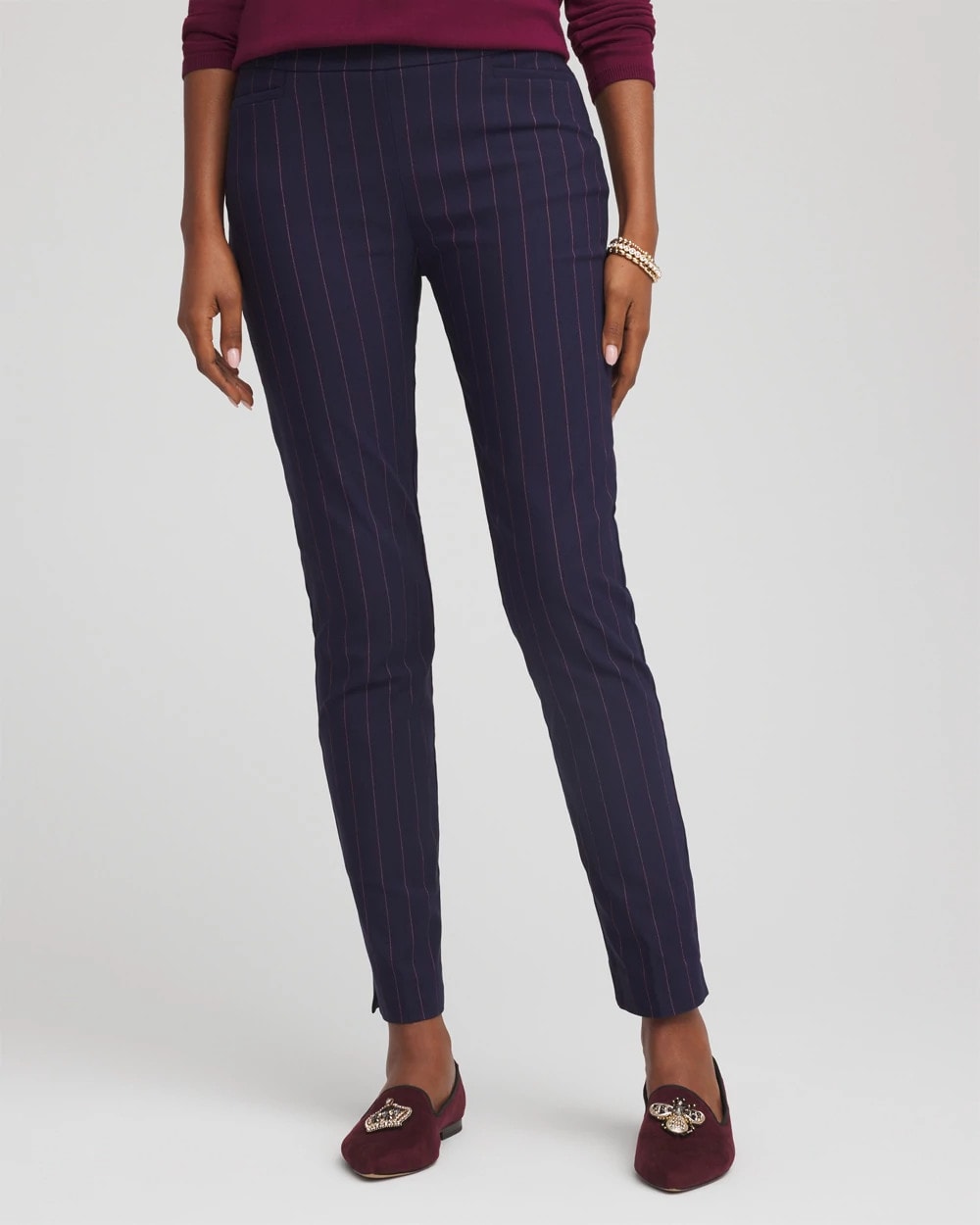 Chico's Pinstriped Brigitte™ Slim Pull-On Ankle Pants