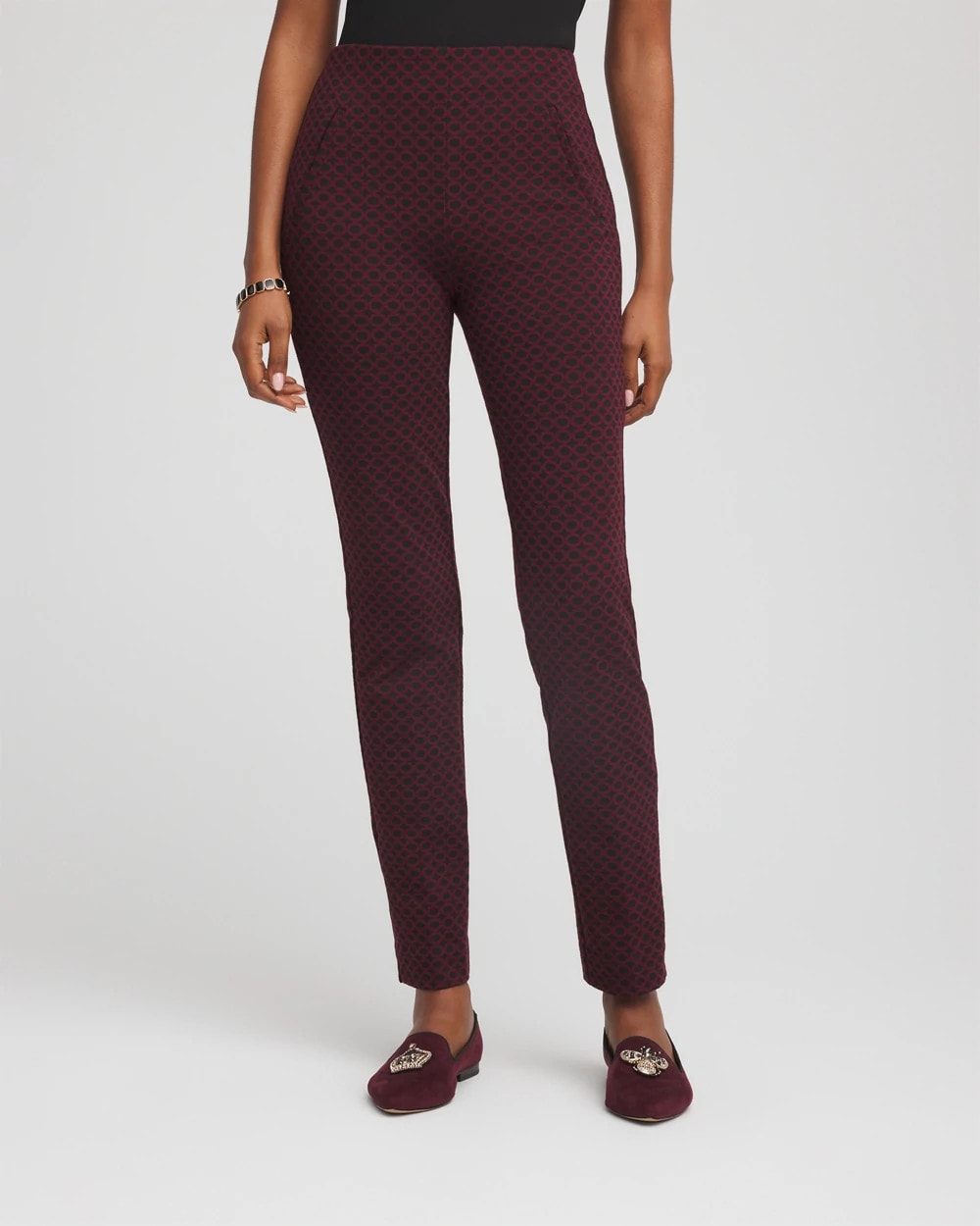 Chico's Circle Jacquard Juliet Slim Ankle Pants