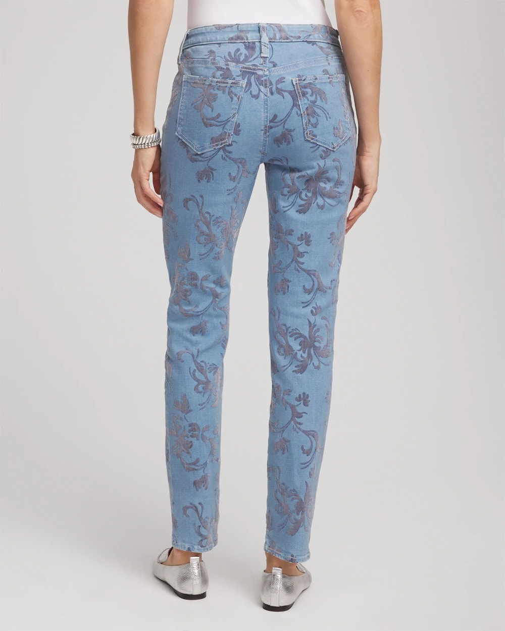Chico's Girlfriend Slim Ankle Flocked Jeans